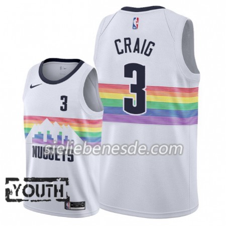 Kinder NBA Denver Nuggets Trikot Torrey Craig 3 2018-19 Nike City Edition Weiß Swingman